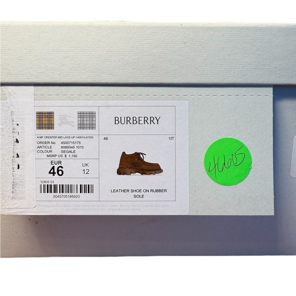 Burberry Suede Creeper Mid Lace-Up Round Toed Shoes. Size 13M. Retails 1,150 main image 11